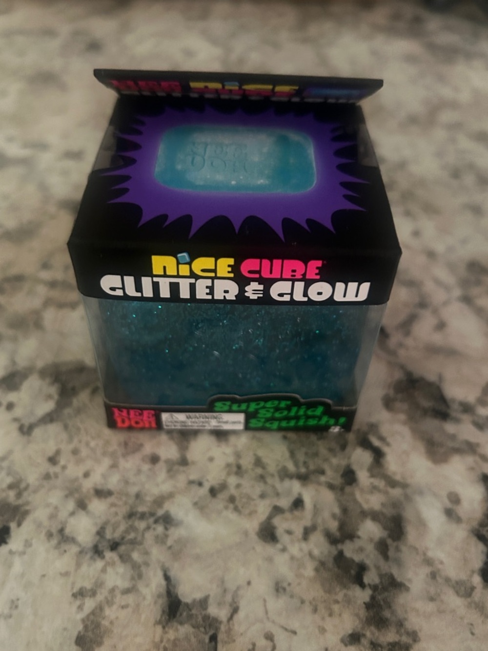 NeeDoh Glitter & Glow Nice Cube Blue Schylling Squishy Fidget Toy